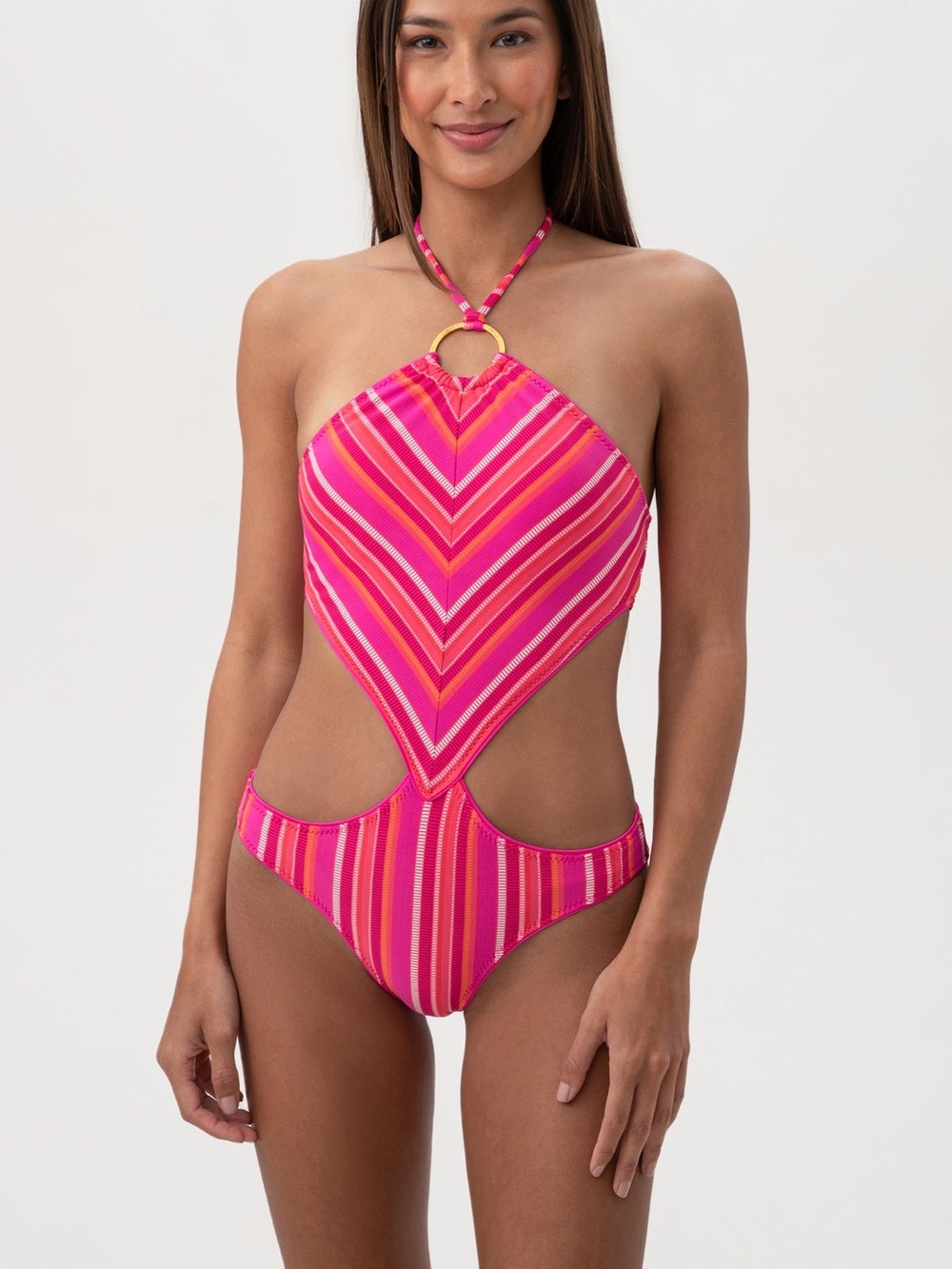 Trina Turk Marai High-Neck Cut-Out One-Piece Swimsuit